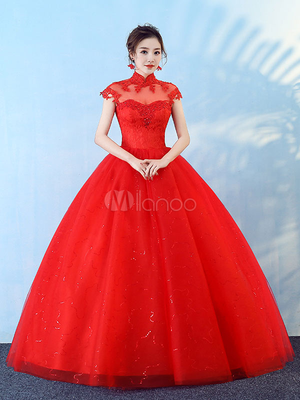 Princess Wedding Dresses Ball Gown Red 