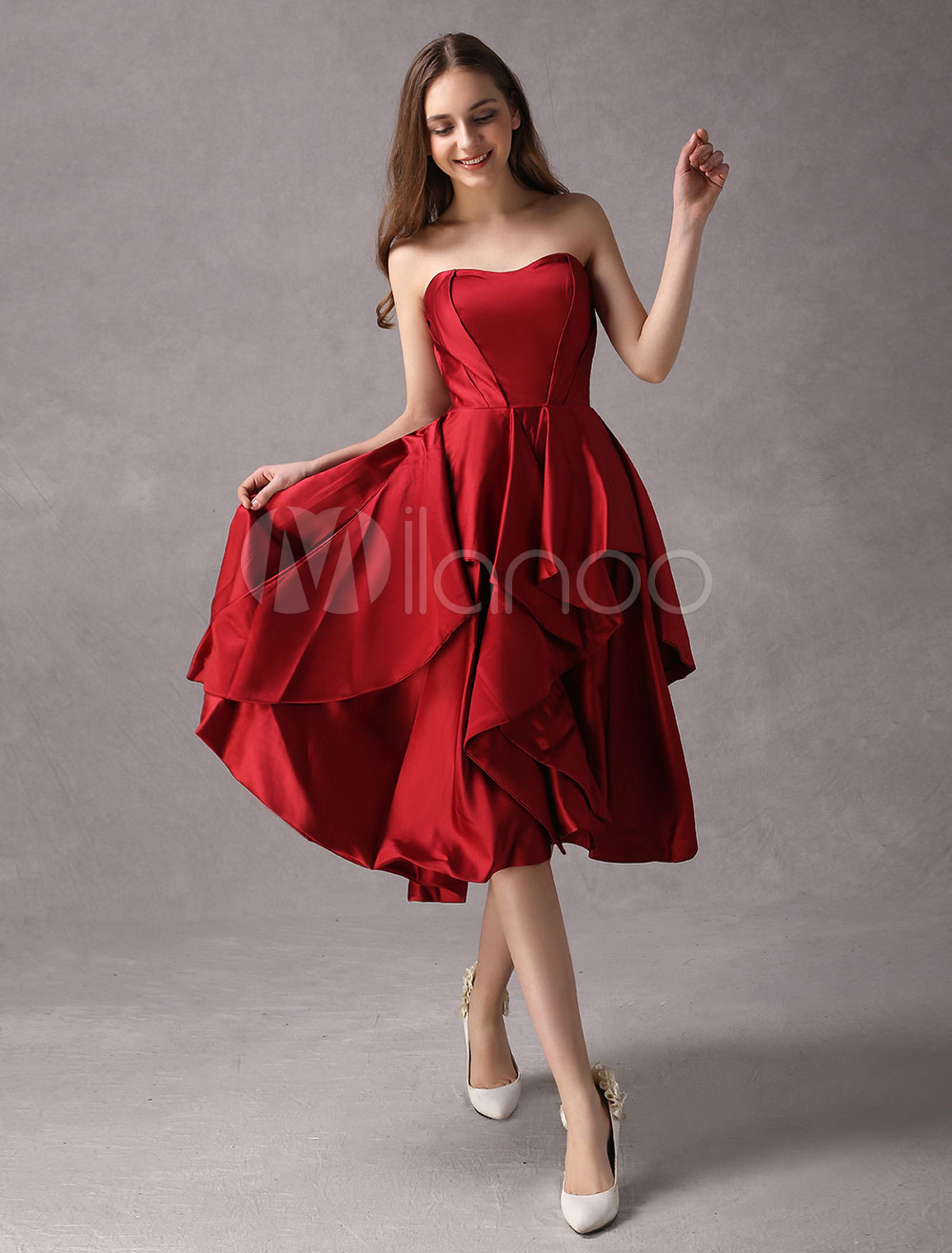 Strapless Tea-Length Cocktail Dress