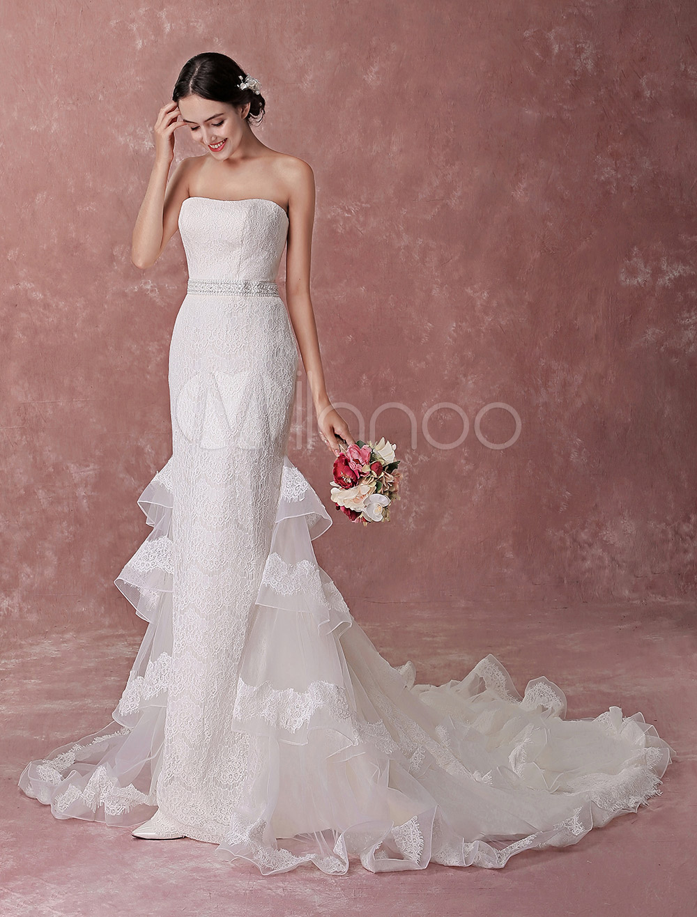 Tiered Champagne Bridesmaid Dresses