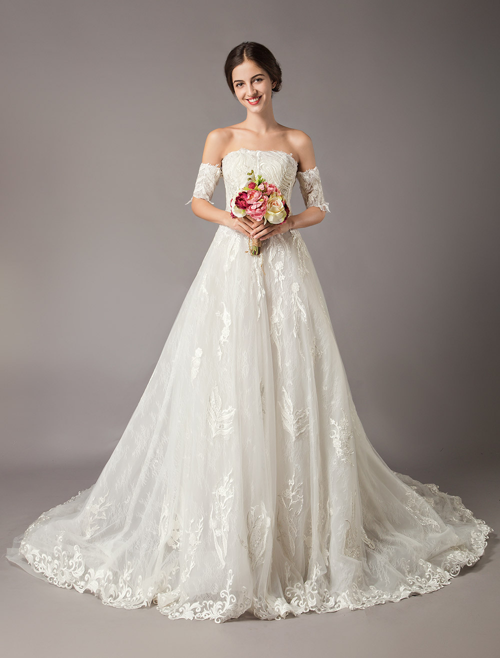 detachable off shoulder sleeves for wedding dress