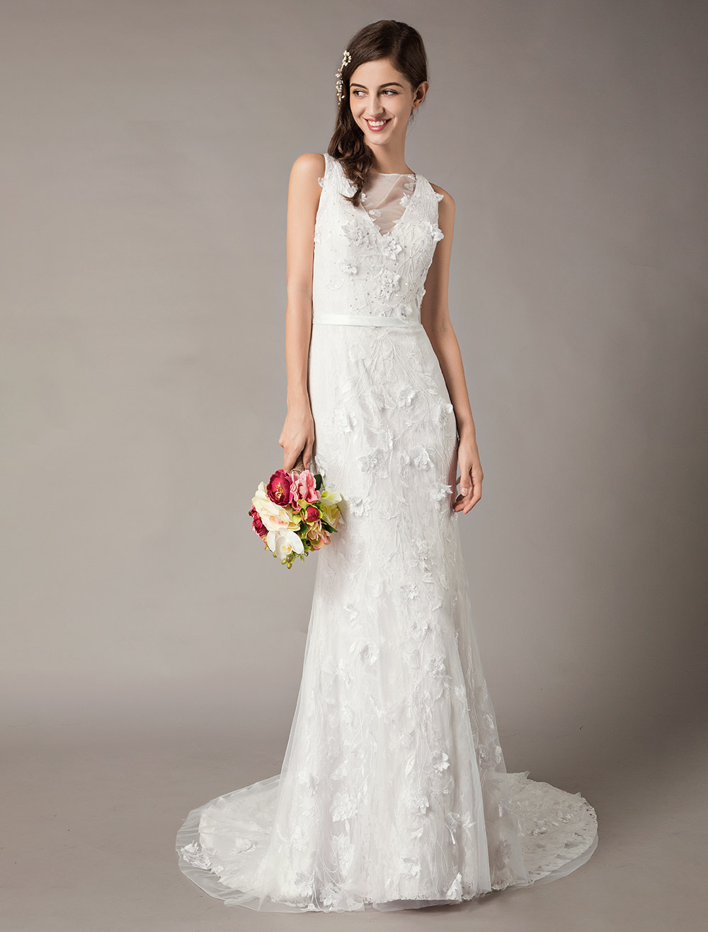 white sheath gown