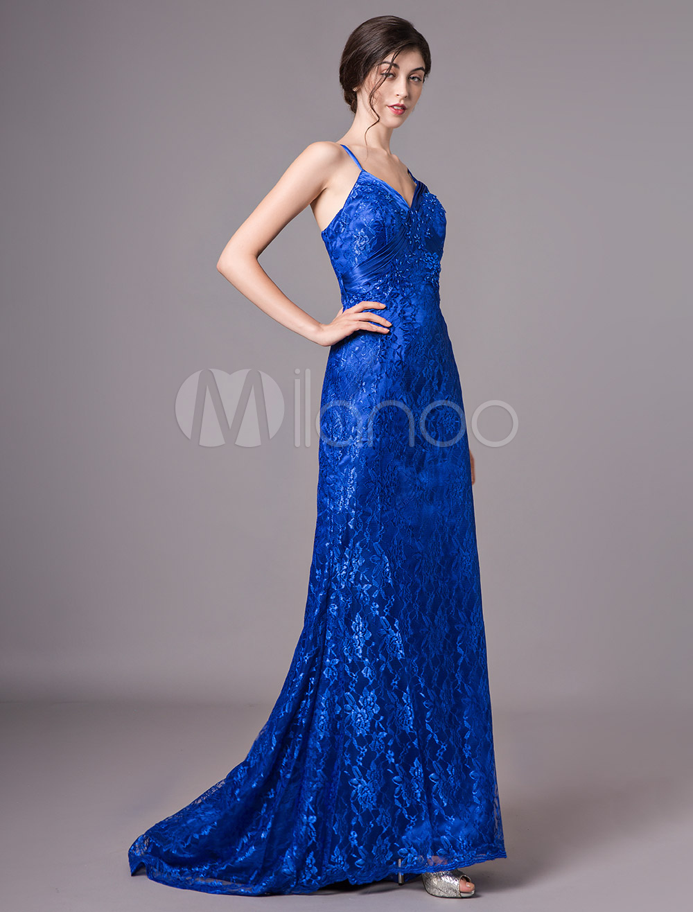 Mother Of The Bride Outfit Dress And Jacket Royal Blue Lace Sheath Long ...