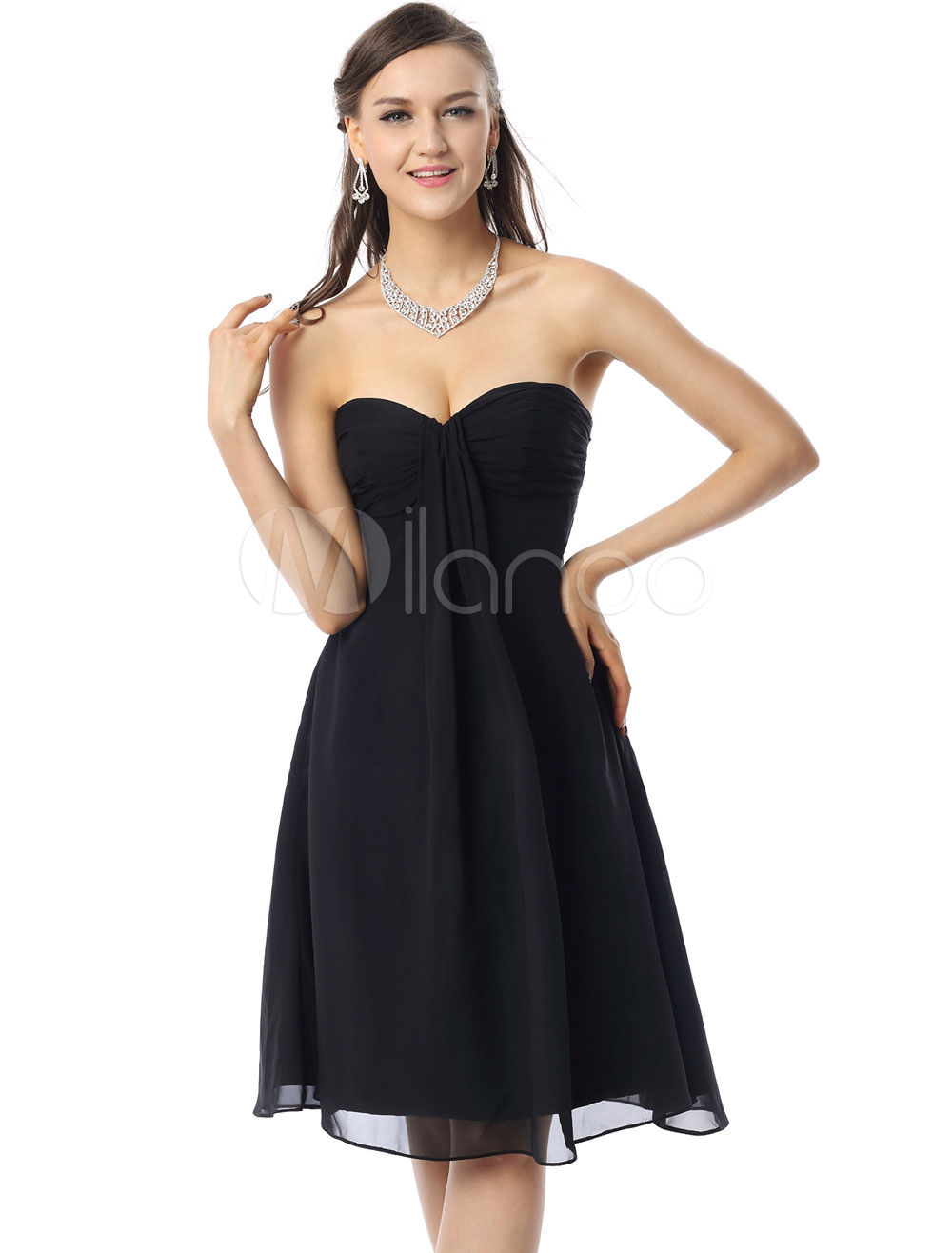 short black chiffon bridesmaid dresses