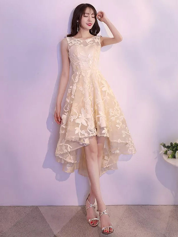 Lace Cocktail Dresses Asymmetrical High Low Formal Party Dress ...