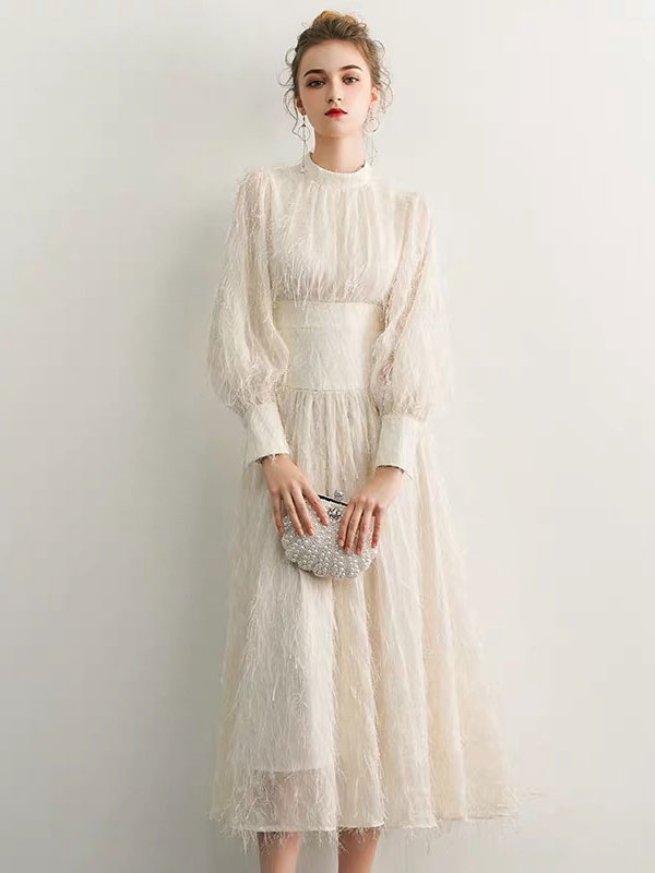 long sleeve lace wedding guest dress