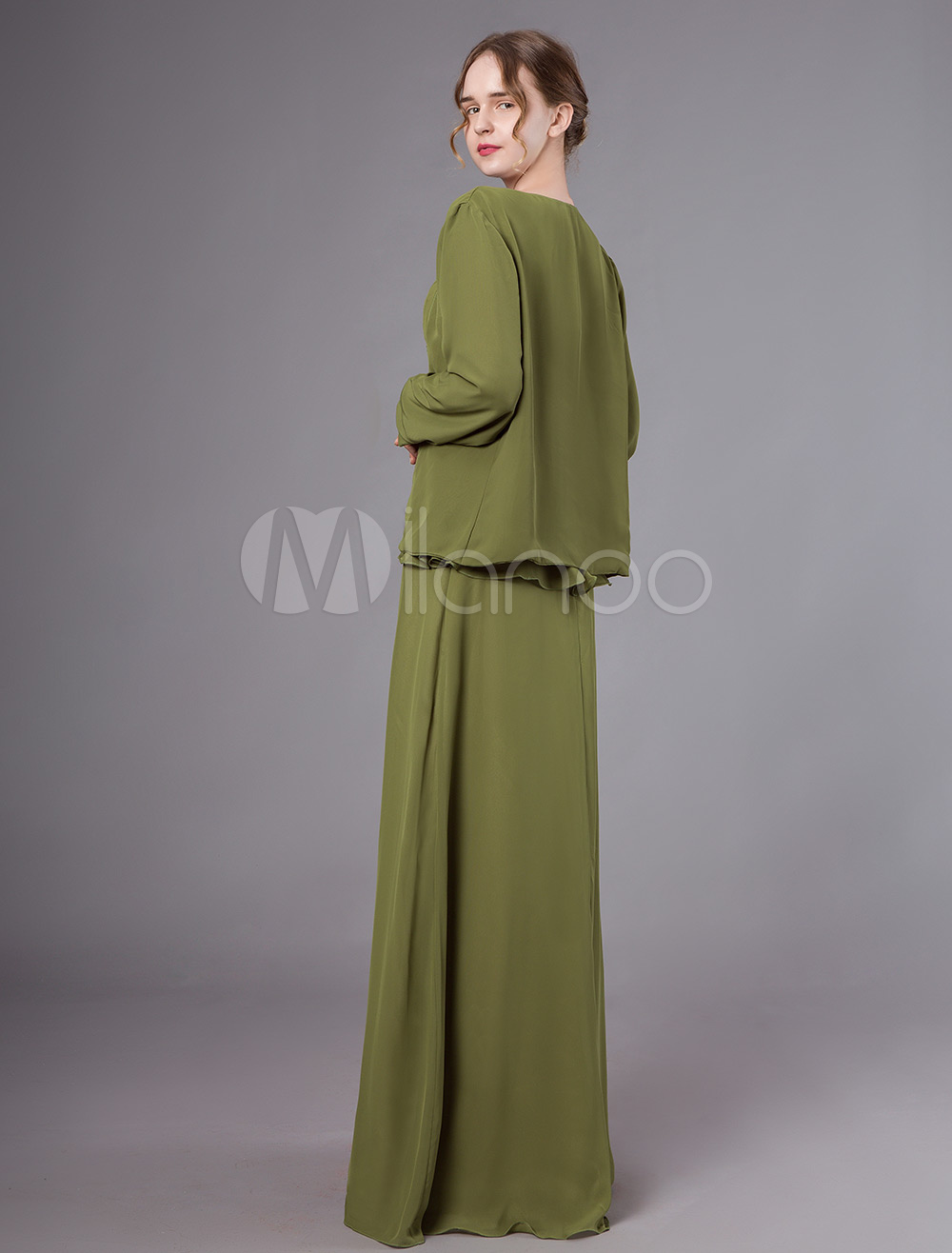 Mother Of The Bride Dresses Jacket Outfit Sage Green Beaded Applique ...