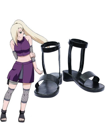Halloween Sandalias negras de Yamanaka Ino para cosplay de Naruto