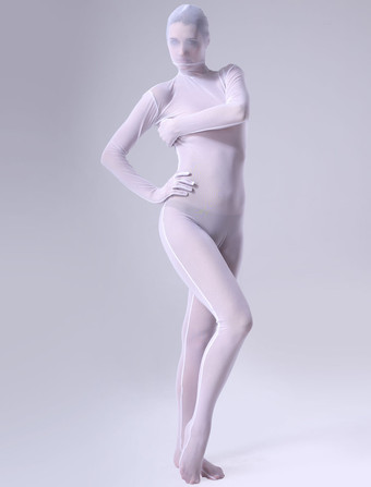 White Zentai Suit Adults Morph Suit Full Body Lycra Spandex Bodysuit for  Men - Milanoo.com