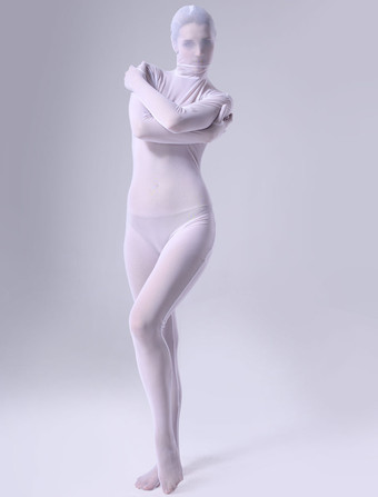 透明人間コスチューム 全身タイツホワイト　白　 ベルベット 絹 シルク透明 ゼンタイスーツ フルボディ 男女兼用 ユニセックス 大人用 変装パーティー　宴会 歓送迎会 クリスマス ハロウィン 忘年会 余興 誕生日 仮装 ハロウィン