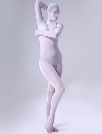 透明人間コスチューム 全身タイツホワイト　白　 ベルベット 絹 シルク透明 ゼンタイスーツ フルボディ 男女兼用 ユニセックス 大人用 変装パーティー　宴会 歓送迎会 クリスマス ハロウィン 忘年会 余興 誕生日 仮装 ハロウィン