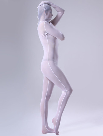 透明人間コスチューム 全身タイツホワイト　白　 ベルベット 絹 シルク透明 ゼンタイスーツ フルボディ 男女兼用 ユニセックス 大人用 変装パーティー　宴会 歓送迎会 クリスマス ハロウィン 忘年会 余興 誕生日 仮装 ハロウィン