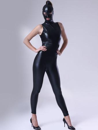Morph Suit Sexy Black Bodysuit Shiny Metallic Catsuit Women's Full
