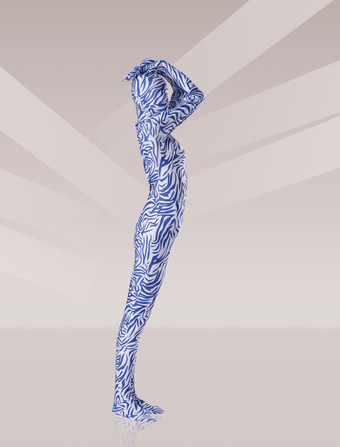 Carnevale Costume di Zentai Lycra mimetico stampato con strisce bianche e nere unisex Halloween