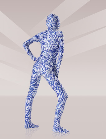Carnevale Costume di Zentai Lycra mimetico stampato con strisce bianche e nere unisex Halloween