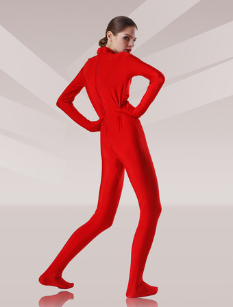 赤とキャットスーツ全身タイツブラックライクラレース