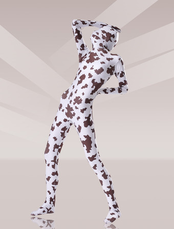 パターニング全身タイツ モーフスーツ 牛柄 ライクラ スパンデックス生地 全身タイツ ユニセックス フルボディスーツ