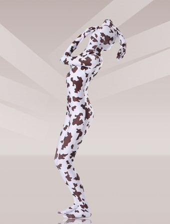 パターニング全身タイツ モーフスーツ 牛柄 ライクラ スパンデックス生地 全身タイツ ユニセックス フルボディスーツ