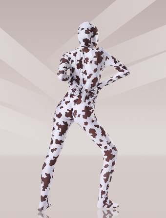 パターニング全身タイツ モーフスーツ 牛柄 ライクラ スパンデックス生地 全身タイツ ユニセックス フルボディスーツ