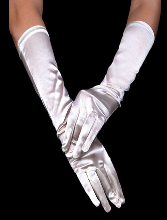 Gants en satin ivoire de mariage longueur de coude