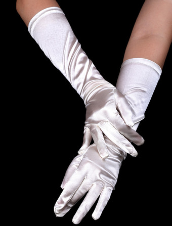 Gants en satin ivoire de mariage longueur de coude