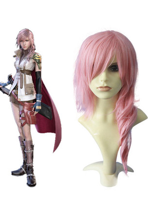 Final Fantasy Lightning Peruca Cosplay Pink 70 centímetros