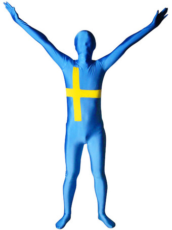 全身タイツ，スウェーデンの国旗柄　ユニセックス　大人用　コスチューム衣装　コスプレ　