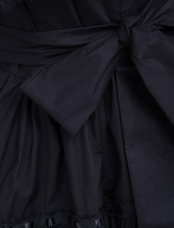 ゴスロリ　ゴシックロリィタドレスJSK　レースフリル　トリムロリータジャンパースカート　ブラック　リボン　アイドル衣装