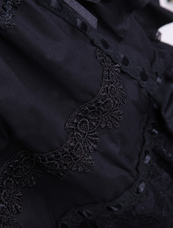 ゴスロリ　ゴシックロリィタドレスJSK　レースフリル　トリムロリータジャンパースカート　ブラック　リボン　アイドル衣装