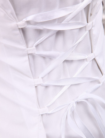 ホワイト　ロリィタブラウス　コットン　折り襟　レーストリム　長袖　ターンダウンカラー　ブラックリボン