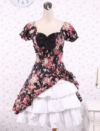 Lolitashow Cabbage Patch Short Sleeves Cotton Classic Lolita Dress