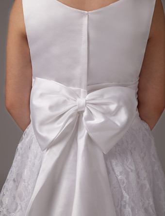 結婚式 子供ドレス フラワーガール 子供用フォーマルドレス ホワイト ウェディングパーティードレス ノースリーブ サテン Aライン キッズ フォーマル ラウンドネック 発表会 ロング丈 ファスナー リボン ウェディング