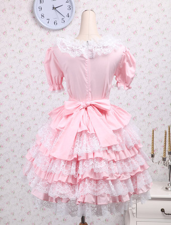 ロリータ服　ワンピース　ピンク　オーダーメイド可能　ショートスリーブ　