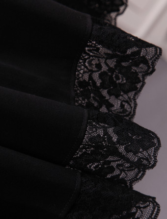   ピュア　ブラック　コットン　ゴスロリ　ジャンパースカート　レース　トリム　レースアップ　ウェストベルトアイドル衣装