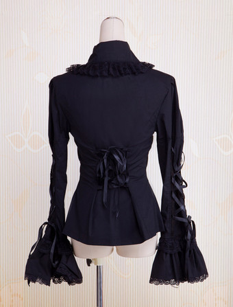 ゴスロリ　ロリィタブラウス　ロリータファッション　黒　ブラック　姫袖　クラシック　ゴシック　パンク　クラシカル　クラロリ　お茶会　イベント　入学式　卒業式　アウトドア　デート　