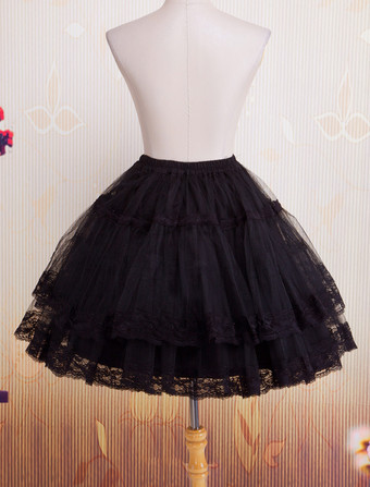 ペティコート　ロリィタパニエ　ブラック　レーストリム