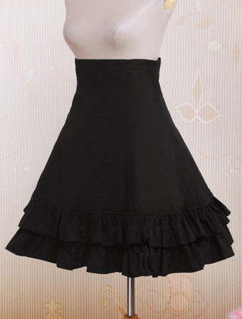 Toussaint Cosplay Lolita jupe courte noire taille haute volants en couches Déguisements Halloween
