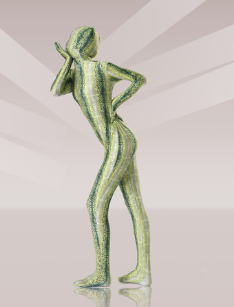 パターニング全身タイツ 全身タイツ　緑　グリーン　ゼンタイ　ライクラ　フルボディ　大人用　ユニセックス　ハロウィン　忘年会　余興