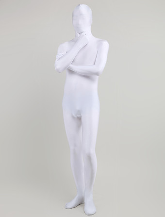全身タイツ　ホワイト　白　単色　ピュア　透明人間　ニンジャ　舞台　演劇　仮装　変装　パーティー衣装　イベント　宴会　コスチューム