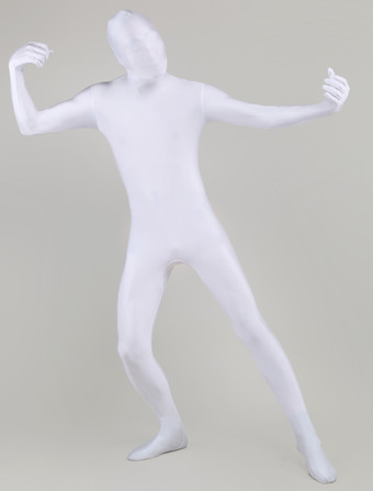 全身タイツ　ホワイト　白　単色　ピュア　透明人間　ニンジャ　舞台　演劇　仮装　変装　パーティー衣装　イベント　宴会　コスチューム