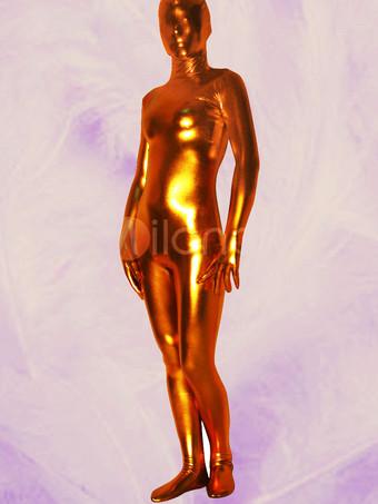 Halloween Unisex Golden Shiny Metallic Zentai Suit
