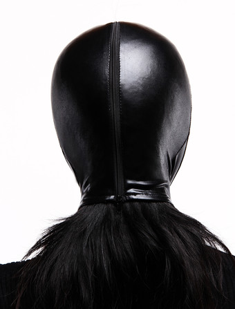 ゼンタイマスク　フード　ブラック　ユニセックス　シャイニーメタリック　大人用　 ハロウィン