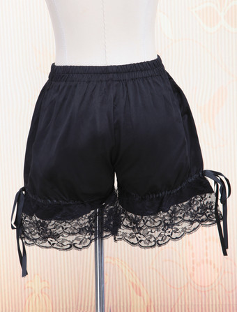 ロリィタパンツ　ブラック　無地　クラシック＆トラディション　スウィート　コットン　