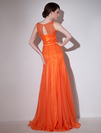 イブニングドレス ラウンドネック プロムドレス Aライン パーティードレス ブリックレッド シフォン ファスナー ロング丈 ナチュラルウェストライン フォーマルドレス 演奏会ドレス 結婚式 二次会ドレス 発表会 ビーズ ウェディング