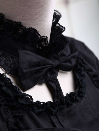 ゴスロリ ワンピース　ブラック　コットン　ゴシックドレス　ロリータアイドル衣装