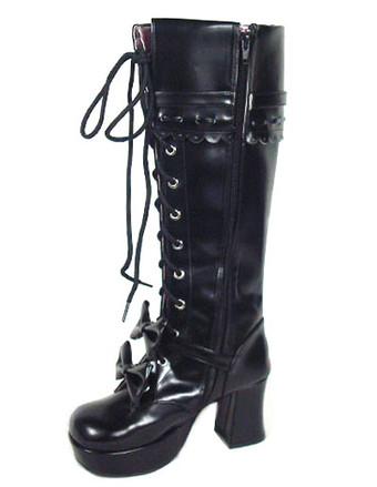 ロリータブーツ　チャンキーヒール　ホワイト　PU　ミッドカーフ(筒丈15～34cm)　丸いつま先　