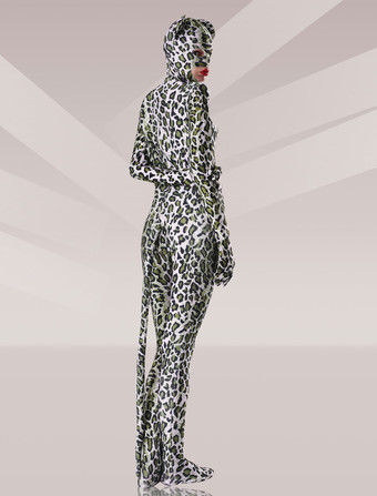 アニマル全身タイツ アニマルゼンタイ　ライクラ・スパンデックス　ダークチョコレートカラー　ユニセックス　顔出し　目出し　アニマル柄　ヒョウ柄　大人用　 ハロウィン
