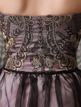 ミディアムドレス　ピンク　Aライン　ショート／ミニ　スイートハートネック　ノースリーブ　 Milanoo