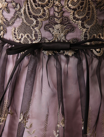 ミディアムドレス　ピンク　Aライン　ショート／ミニ　スイートハートネック　ノースリーブ　 Milanoo