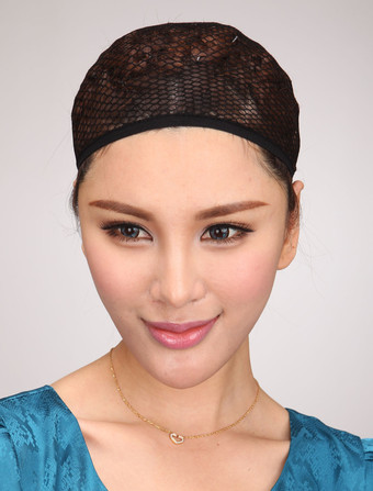 ウィックアクセサリー　2025　メッシュ　合成ブラックウィックキャップ