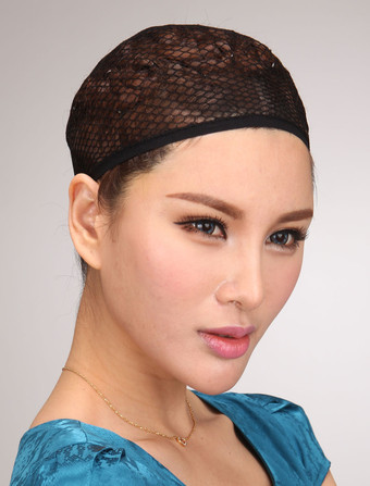 ウィックアクセサリー　2025　メッシュ　合成ブラックウィックキャップ